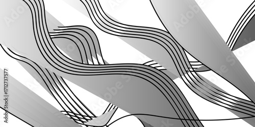 Abstract wavy curve lines background. Abstract frequency sound wave lines and technology curve lines background. Stylized line art background. Vector illustration. Wave with lines created using blend 