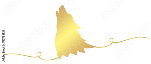Silhouette of a wolf with a touch of gold lines for halloween