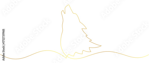 A wolf roaring at night in line art style for halloween day