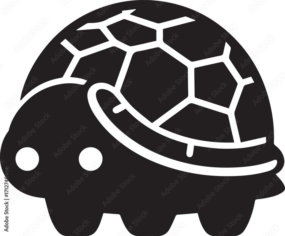Fototapeta premium Cute simple black silhouette turtle icon with white shell pattern ready to crawl