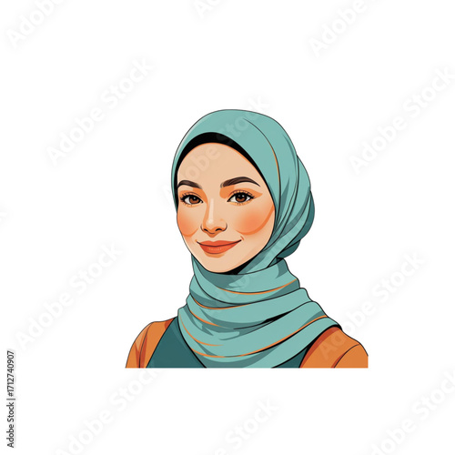 green hijab woman moslim