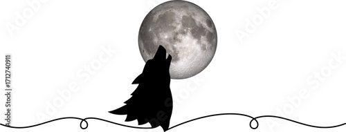 Silhouette of a wolf with a touch of lines for halloween
