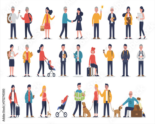 Flat Vector People Illustration Set – Daily Activities, Lifestyle, and Occupations