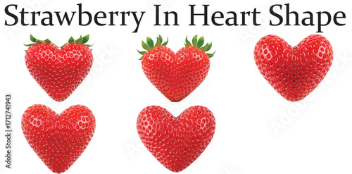 Juicy red strawberry with a fresh green stem on a white background