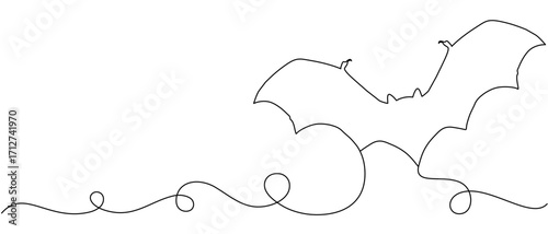 A bat flying line art style vector