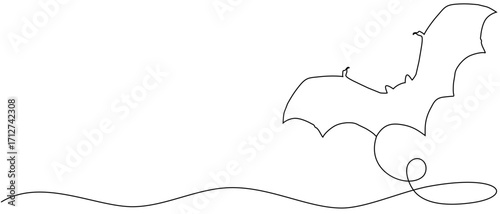 Bat flying line art vector illustration