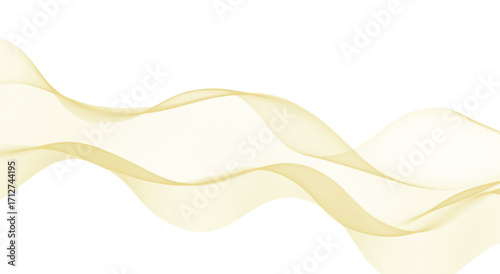 Elegant Pale Gold Pale Gold transparent smoke wave on a white background. Abstract flowing curves create a modern, ethereal design perfect for digital art, posters, wallpapers, and creative projects.