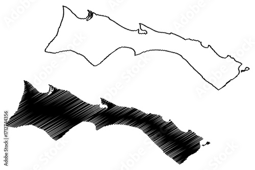 Mayaguana island (Commonwealth of The Bahamas, Cenrtal America, Caribbean islands) map vector illustration, scribble sketch Mayaguana map