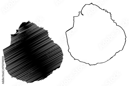 Marie-Galante island (Guadeloupe Overseas department and region of France, Cenrtal America, Caribbean islands) map vector illustration, scribble sketch Marie Galante map