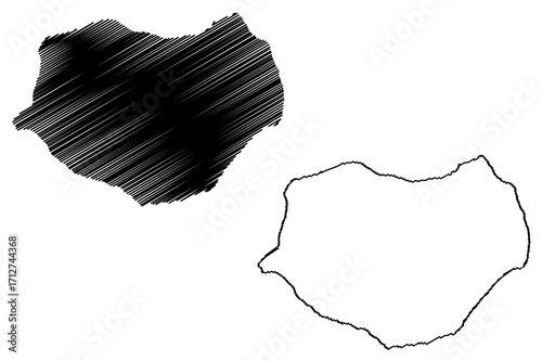 Mona island (Commonwealth of Puerto Rico, Puerto Rican archipelago, Cenrtal America, Caribbean islands) map vector illustration, scribble sketch Isla de Mona map