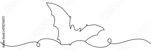 Bat flying line art illustration vector