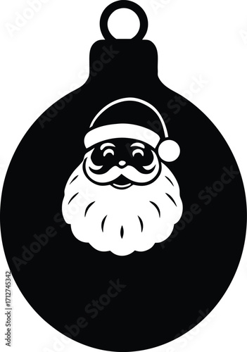 Vector cartoon illustration of Santa Claus with a Christmas tree and a bomb as an exploding fun holiday icon