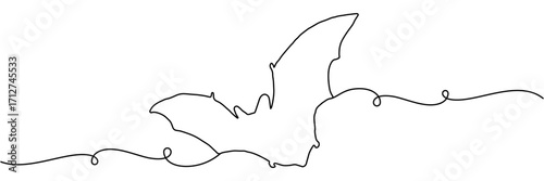 Bat flying line art style vector
