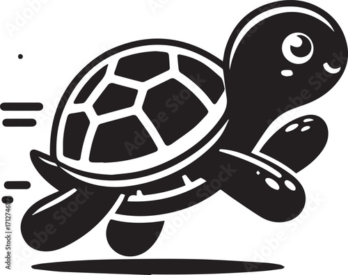 Cute cartoon sea turtle in motion speedy marine reptile illustration graphic design