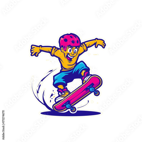 vector illustration of  skateboard jumping
