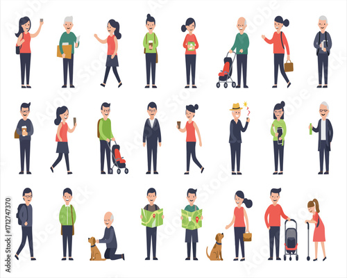 Flat Vector People Illustration Set – Daily Activities, Lifestyle, and Occupations