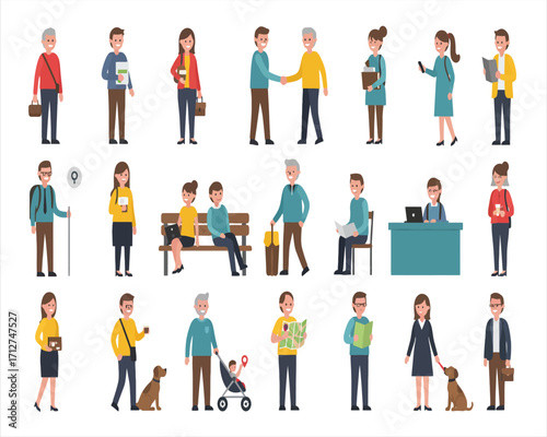 Flat Vector People Illustration Set – Daily Activities, Lifestyle, and Occupations