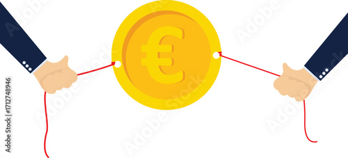 Two people in a tug of war for the euro

