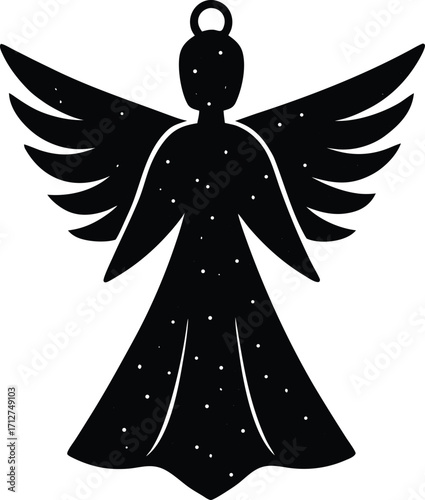 Beautiful angel silhouette with wings vector illustration for religion, art, and tattoo design