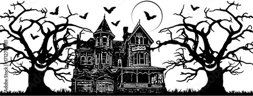 Illustration silhouette of a Creepy  House vector