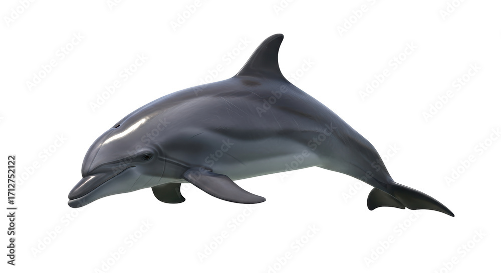 Fototapeta premium Isolated Bottlenose Dolphin aquatic mammal in realistic full shot studio no people