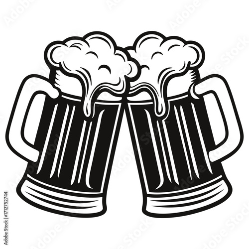 Beer mugs toasting silhouette vector design-01.eps