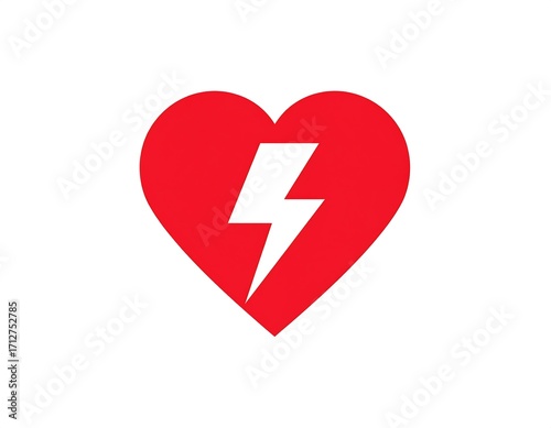 Red heart with white lightning bolt