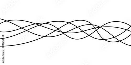 Thin line wavy background on white background.  Flowing wave line background on white page. Rippled isolated abstract wavey background icons. Graphical abstract curved wave icon set. EPS 10. 