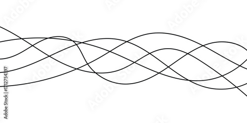 Thin line wavy background on white background.  Flowing wave line background on white page. Rippled isolated abstract wavey background icons. 