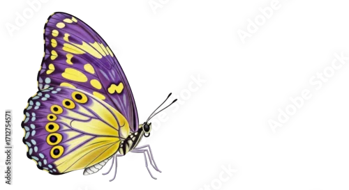 Obraz Isolated butterfly with yellow and purple wings, beautiful insect in colorful design vector