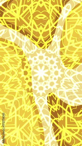 Gold Liquid Backgrounds Vertical With Overlay Kaleidoscope, Perfect For Theater, Event Promotions, Festive Backgrounds, Party Invitations, Performance Advertisements