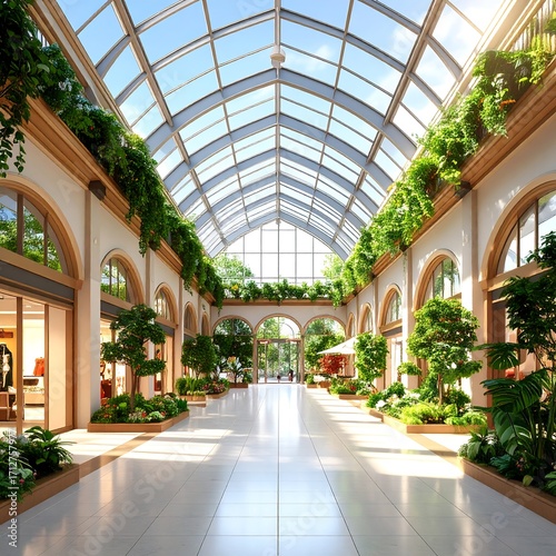 Wallpaper Mural Grand indoor shopping mall with greenery Torontodigital.ca