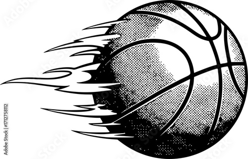 basketball bounce vector illustration of a bouncing basketball with air flowing around it isolated on white background
