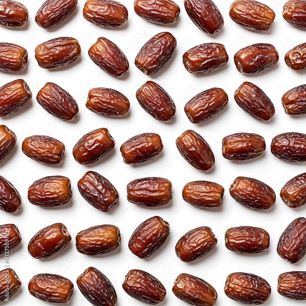 Obraz premium isolated Top dates background. Flat lay on pattern dry white view. Variety