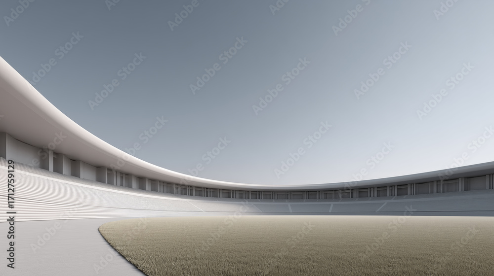 Obraz premium Minimalist Curved Stadium Architecture