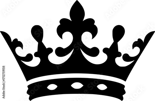 Elegant royal crown emblem symbol silhouette vector illustration

