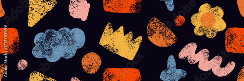 Kid cloud doodle with crayon scribble and chalk texture for a hand drawn pattern or pencil color design
