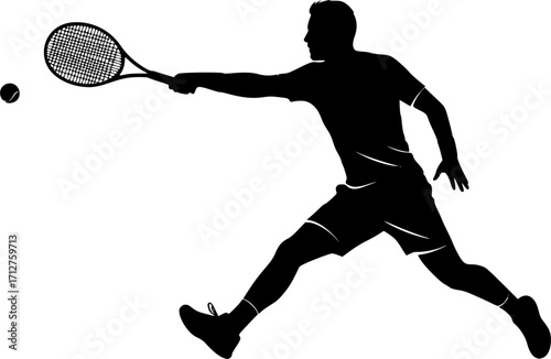Tennis player action sport game silhouette vector illustration
