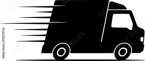 Delivery truck fast moving transport service silhouette vector illustration
