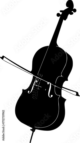 Elegant musical instrument cello silhouette vector illustration
