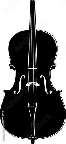 Elegant musical instrument cello silhouette vector illustration
