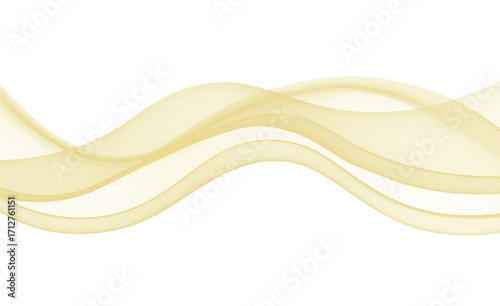 Elegant Pale Gold Pale Gold transparent smoke wave on a white background. Abstract flowing curves create a modern, ethereal design perfect for digital art, posters, wallpapers, and creative projects.