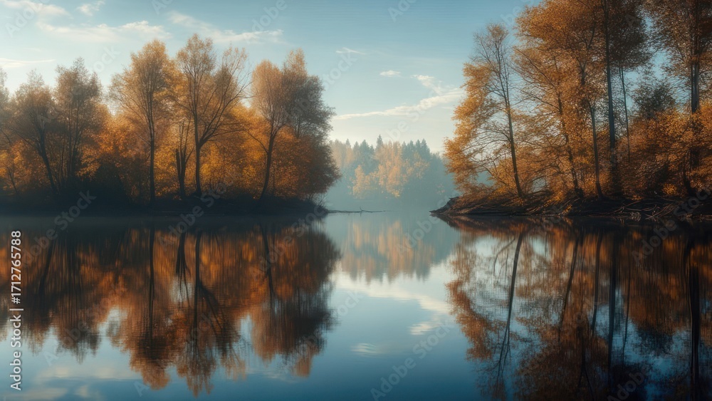 Obraz premium Autumnal lake reflection