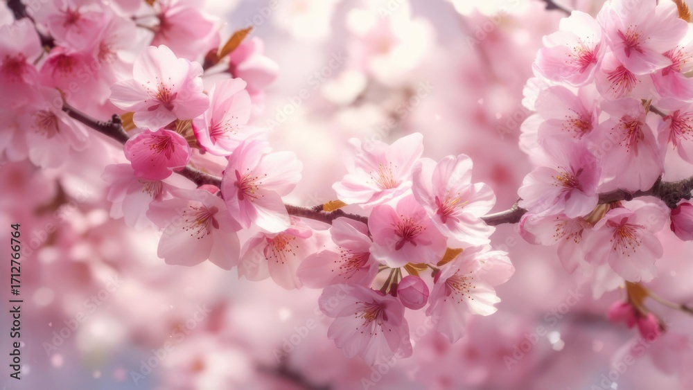 Obraz premium Blossoming pink cherry blossoms