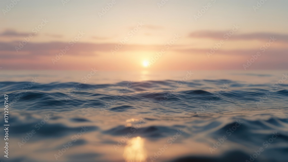 Obraz premium Blurry sunset over water