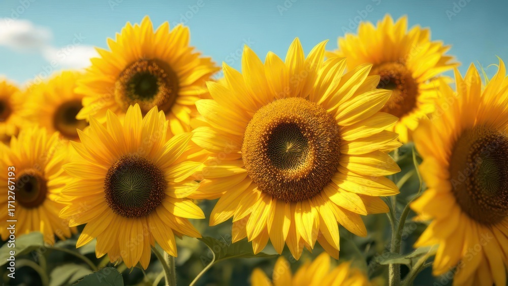 Fototapeta premium Bright sunflowers in a field