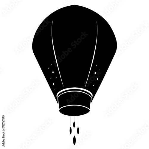 Black lantern ascending white background sky lantern