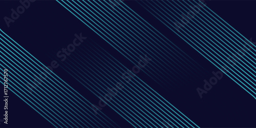 A navy blue backdrop is accentuated by diagonally aligned, teal linear stripes, creating a modern and subtly dynamic pattern with a sense of structured simplicity and clean lines