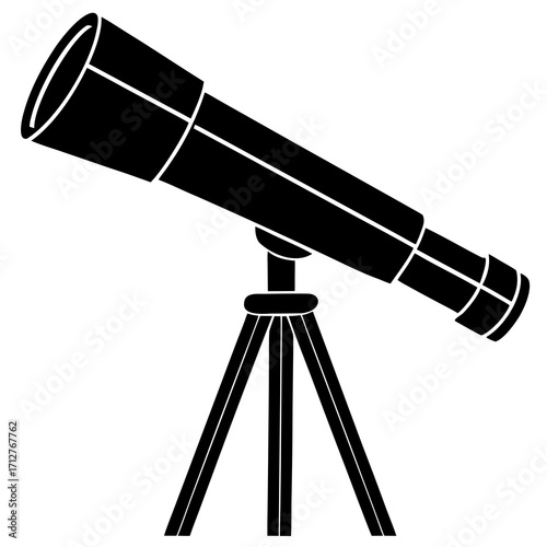 Black telescope on tripod science astronomy