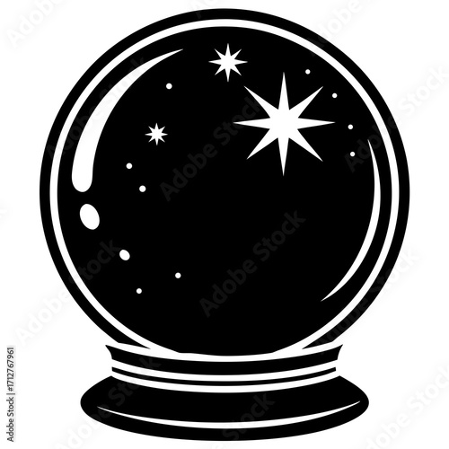 Crystal ball with celestial sparkles fortune telling